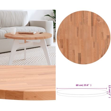 Piano per Tavolo Ø60x2,5 cm Rotondo in Legno Massello di Faggio - Tavolo rotondo - Tavolino da soggiorno