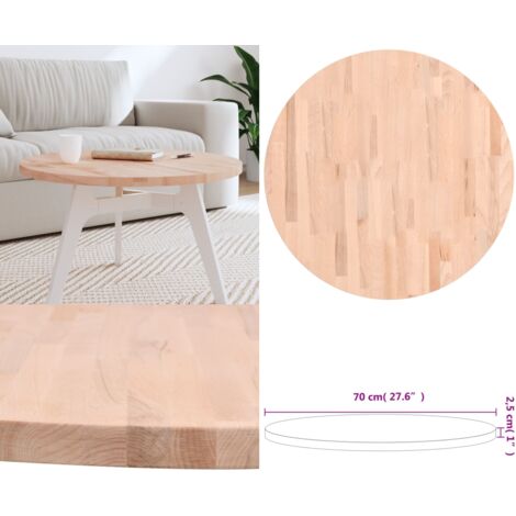 Piano per Tavolo Ø70x2,5 cm Rotondo in Legno Massello di Faggio - Tavolo rotondo - Piano per tavolo
