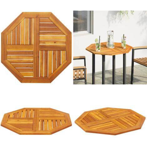 Piano per Tavolo 70x70x2 cm Ottagonale Legno Massello di Acacia - Tavolo da giardino - Piano in acacia