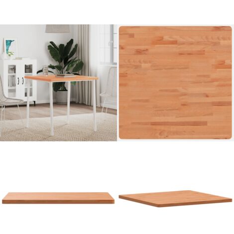 Piano per Tavolo 70x70x2,5 cm Quadrato Legno Massello di Faggio - Tavolo da pranzo - Piano per tavolo