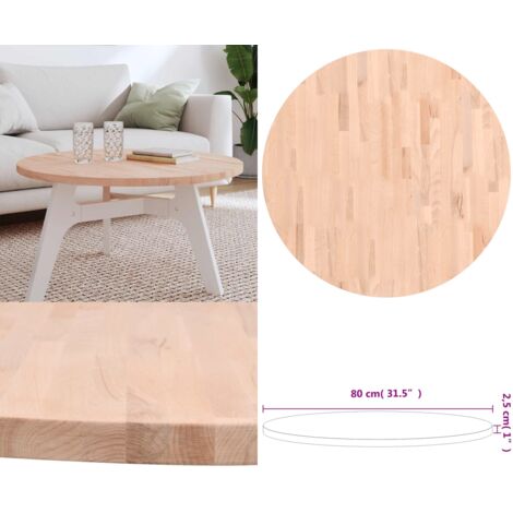 Piano per Tavolo Ø80x2,5 cm Rotondo in Legno Massello di Faggio - Tavolo rotondo - Tavolino da soggiorno