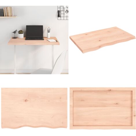 Piano per Tavolo 80x50x(2-4) cm in Rovere Massello Non Trattato - Piano per tavolo - Piano in legno massello