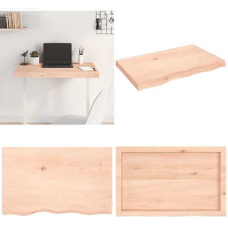 Piano per Tavolo 80x50x(2-6) cm in Rovere Massello Non Trattato - Tavolo in legno - Piano in rovere massello