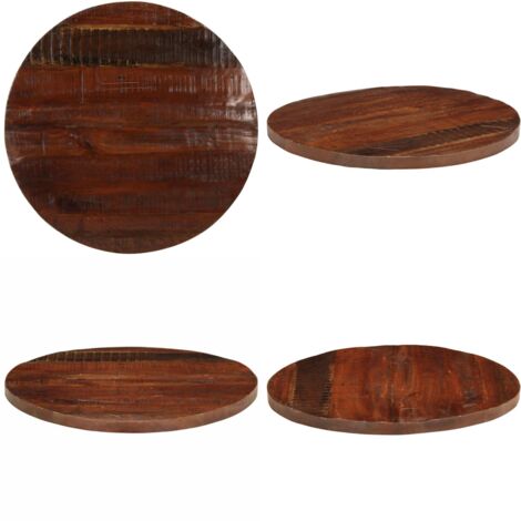 Piano per Tavolo Ø 90x3,8 cm Rotondo Legno Massello di Recupero - Tavolo in legno - Legno massello