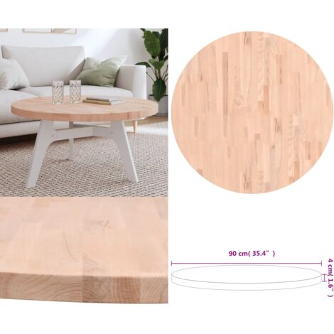 Piano per Tavolo Ø90x4 cm Rotondo in Legno Massello di Faggio - Tavolo rotondo - Piano per tavolo