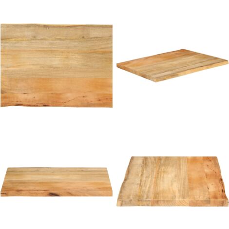 Piano per Tavolo 90x60x2,5cm Bordi Vivi in Legno Massello Mango - Tavolo in legno - Legno massello mango