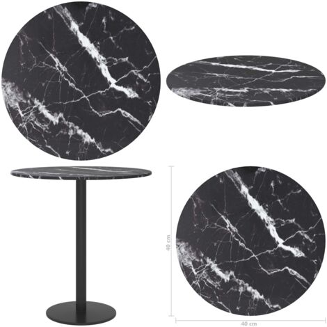 Piano per Tavolo Nero Ø40x0,8 cm Vetro Temperato Design Marmo - Piano tavolo marmo - Piano tavolo nero