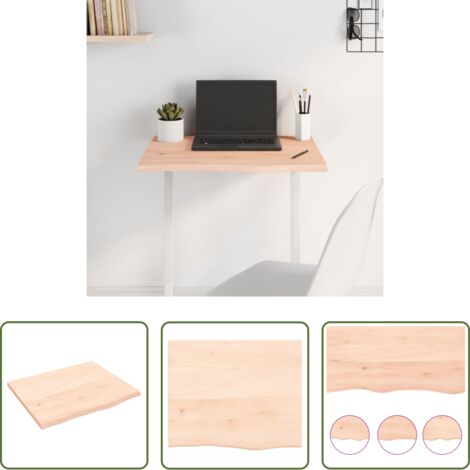 Piano per Tavolo -  Piano per Tavolo 60x50x2 cm in Rovere Massello Non Trattato