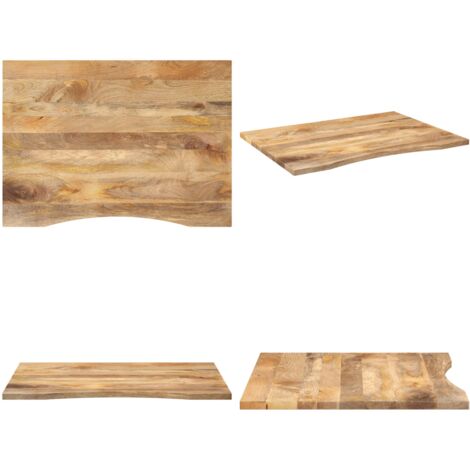 Piano Scrivania con Curva 100x80x2,5cm Massello Grezzo di Mango - Tavolo in legno - Piano in legno