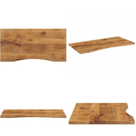 Piano Scrivania con Curva 110x60x2,5cm Massello Grezzo di Mango - Piano in legno - Tavolo in legno