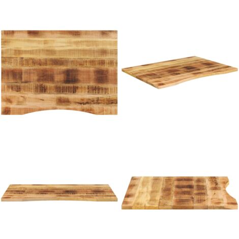 Piano Scrivania con Curva 110x80x2,5cm Massello Grezzo di Mango - Piano in legno mango - Tavolo in legno grezzo