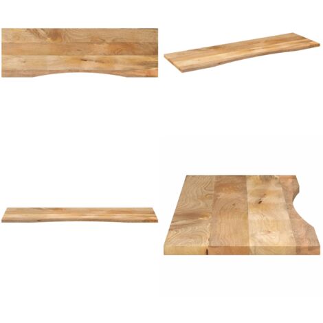 Piano Scrivania con Curva 160x50x2,5cm Massello Grezzo di Mango - Piano in legno - Tavolo in legno