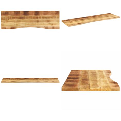 Piano Scrivania con Curva 160x50x2,5cm Massello Grezzo di Mango - Piano in legno - Tavolo in legno