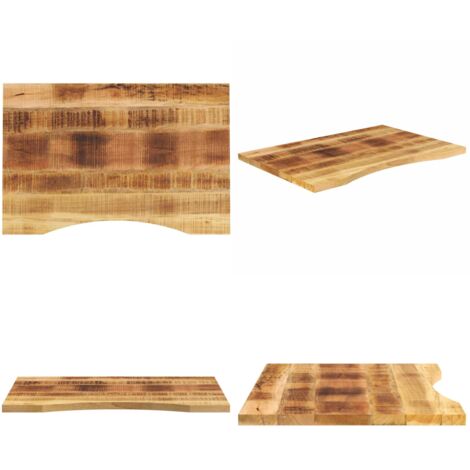 Piano Scrivania con Curva 80x50x2,5 cm Massello Grezzo di Mango - Piano in legno - Tavolo in legno
