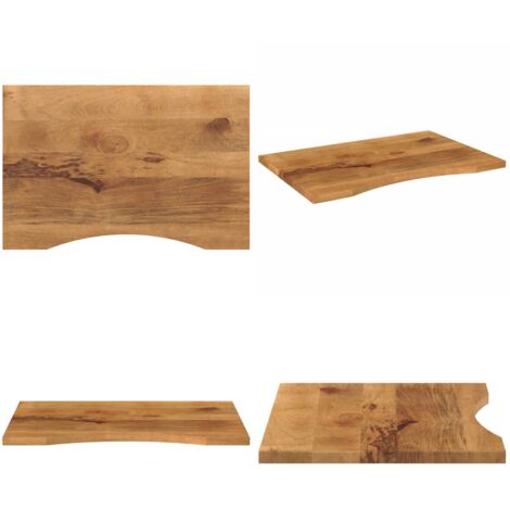 Piano Scrivania con Curva 90x60x2,5 cm Massello Grezzo di Mango - Piano in legno - Tavolo in legno