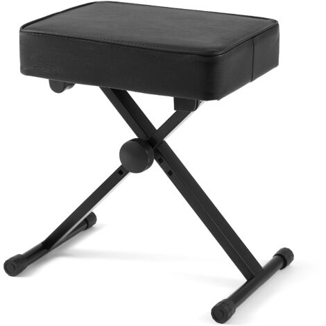 Piano Stool, X-Style Adjustable Height Piano Bench, 8.7cm Padded Folding Piano Keyboard Bench, Portable Piano Stool, Black