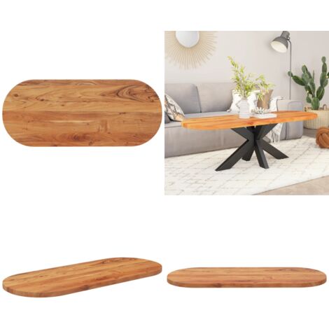 Piano Tavolo 100x40x3,8 cm Ovale in Legno Massello di Acacia - Piano in legno - Tavolo da pranzo
