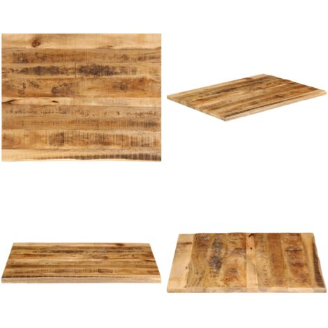 Piano Tavolo 100x80x2,5 cm Bordi Vivi Legno di Mango Grezzo - Piano in legno grezzo - Tavolo in legno massello