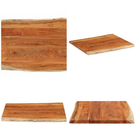 Piano Tavolo 100x80x3,8 cm Rettangolare Legno Acacia Bordi Vivi - Piano in acacia - Tavolo da bar