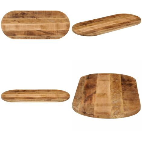 Piano Tavolo 110x40x3,8 cm Ovale Legno Massello Grezzo di Mango - Piano in legno - Tavolo in mango