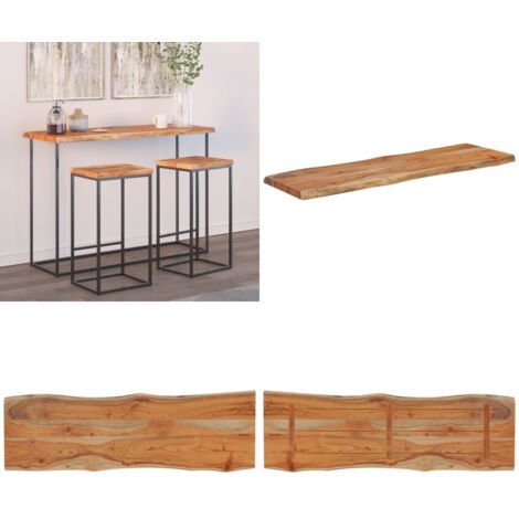 Piano Tavolo 120x40x2,5 cm Rettangolare Legno Acacia Bordi Vivi - Piano in acacia - Tavolo da bar