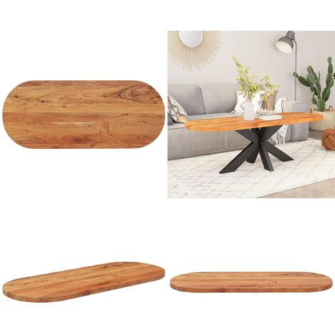 Piano Tavolo 120x50x3,8 cm Ovale in Legno Massello di Acacia - Piano in legno - Tavolo da pranzo