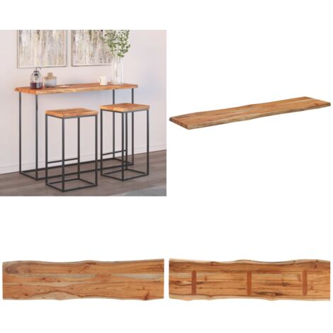 Piano Tavolo 140x40x2,5 cm Rettangolare Legno Acacia Bordi Vivi - Piano in acacia - Tavolo da bar