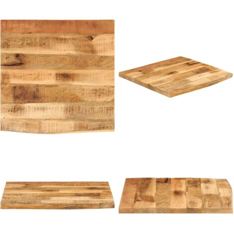 Piano Tavolo 40x40x2,5 cm Bordi Vivi Legno di Mango Grezzo - Piano in legno - Legno di mango