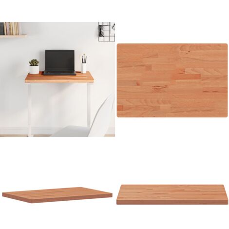 Piano Tavolo 60x40x2,5cm Rettangolare Legno Massello di Faggio - Piano in faggio - Tavolino da bar