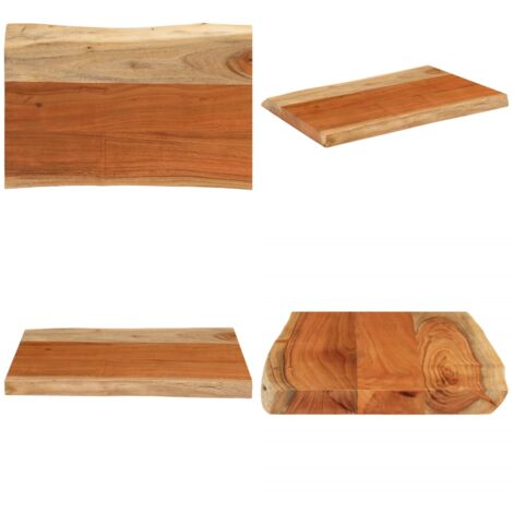 Piano Tavolo 60x40x3,8 cm Rettangolare Legno Acacia Bordi Vivi - Piano in acacia - Tavolo da bar
