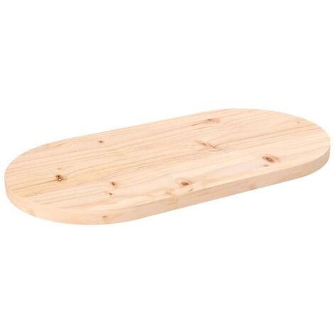 Piano Tavolo 80x40x2,5 cm in Legno Massello di Pino Ovale