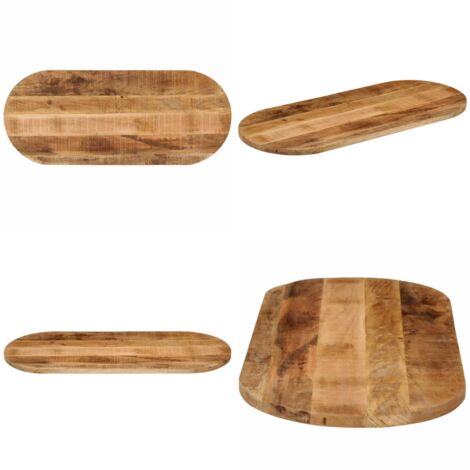Piano Tavolo 80x40x2,5 cm Ovale Legno Massello Grezzo di Mango - Piano in legno - Tavolo in mango
