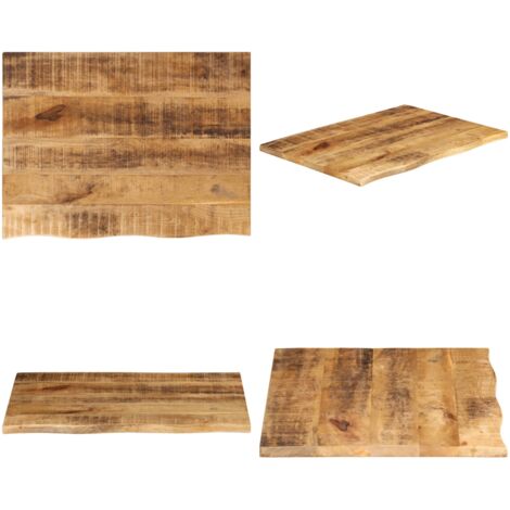 Piano Tavolo 80x60x2,5 cm Bordi Vivi Legno di Mango Grezzo - Piano in legno - Tavolo in mango