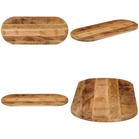 Piano Tavolo 90x40x3,8 cm Ovale Legno Massello Grezzo di Mango - Piano in legno - Tavolo in legno massello