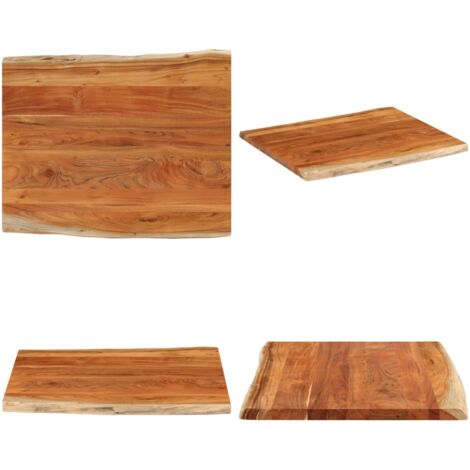 Piano Tavolo 90x80x2,5 cm Rettangolare Legno Acacia Bordi Vivi - Piano in acacia - Tavolo da bar