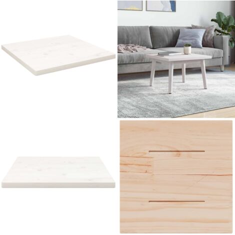 Piano Tavolo Bianco 40x40x2,5cm Legno Massello di Pino Quadrato - Piano in legno - Tavolo in pino