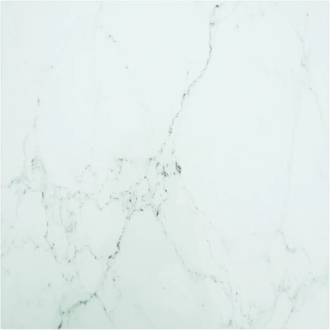 Piano Tavolo Bianco 80x80 cm 6 mm Vetro Temperato Design Marmo