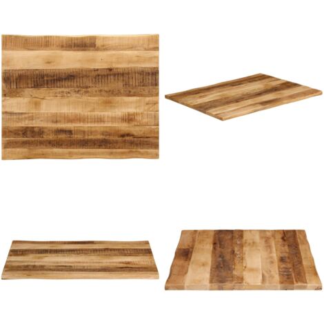 Piano Tavolo Bordi Vivi 100x80x2,5 cm Legno di Mango Grezzo - Piano in legno grezzo - Tavolo con bordi vivi