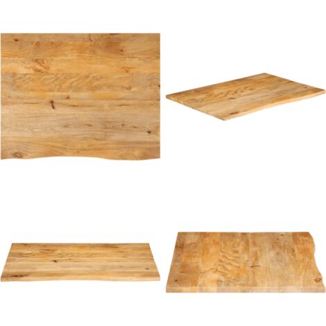 Piano Tavolo Bordi Vivi 100x80x2,5 cm Legno Massello di Mango - Piano in legno - Tavolo in mango