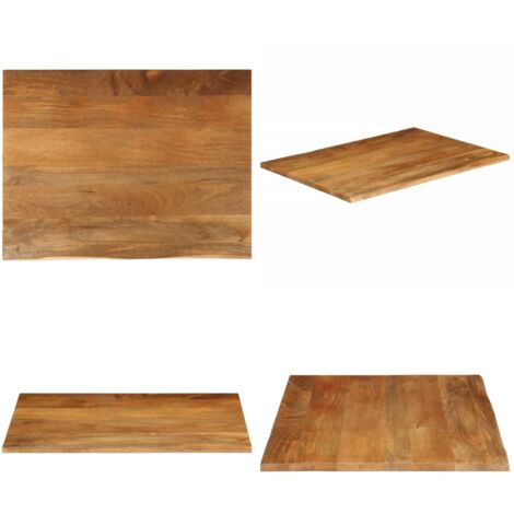 Piano Tavolo Bordi Vivi 100x80x3,8cm in Legno Massello di Mango - Piano in legno - Tavolo in mango