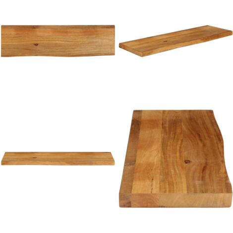 Piano Tavolo Bordi Vivi 110x40x2,5 cm Legno Massello di Mango - Piano in legno - Tavolo in mango