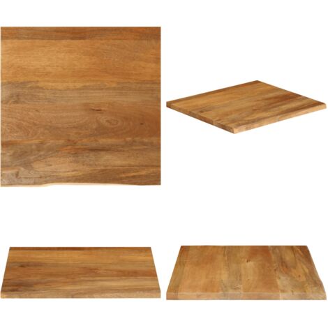 Piano Tavolo Bordi Vivi 40x40x2,5 cm in Legno Massello di Mango - Piano in legno - Tavolo in mango