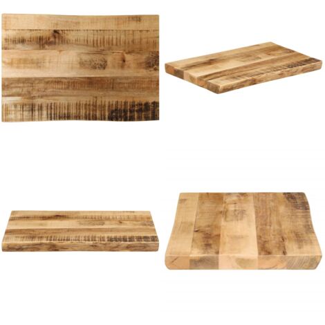 Piano Tavolo Bordi Vivi 50x40x3,8cm Legno Massello Mango Grezzo - Piano in legno mango - Tavolo in legno massello