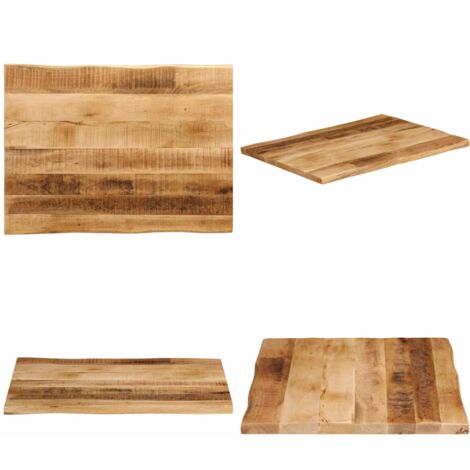 Piano Tavolo Bordi Vivi 80x60x2,5cm Legno Massello Mango Grezzo - Piano in legno - Tavolo in mango
