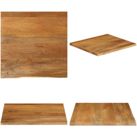 Piano Tavolo Bordi Vivi 80x80x2,5 cm in Legno Massello di Mango - Piano in legno - Tavolo in mango