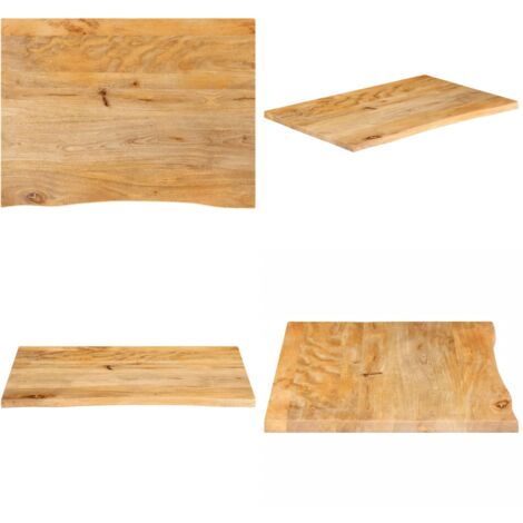 Piano Tavolo Bordi Vivi 90x60x3,8 cm in Legno Massello di Mango - Piano in legno - Tavolo in mango