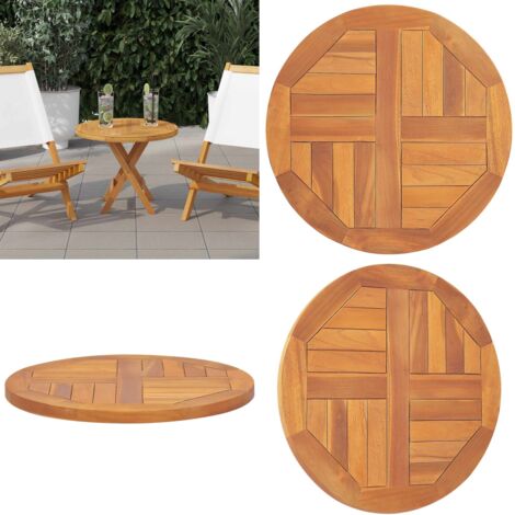 Piano Tavolo in Legno Massello di Teak Rotondo 2,5 cm 50 cm - Tavolo in teak - Tavolo da giardino