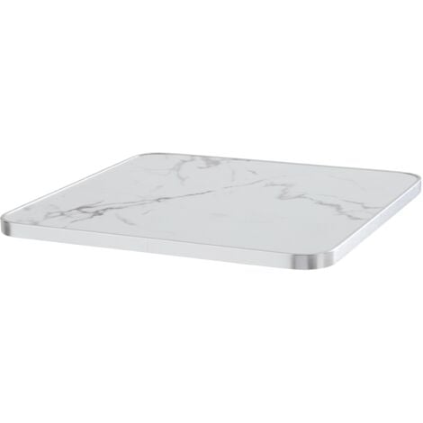 Piano tavolo  in marmo bianco con bordo argento 60 cm