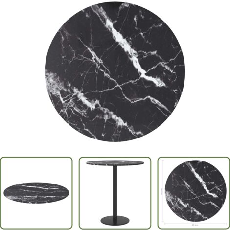 Piano tavolo marmo -  Piano per Tavolo Nero Ø40x0,8 cm Vetro Temperato Design Marmo