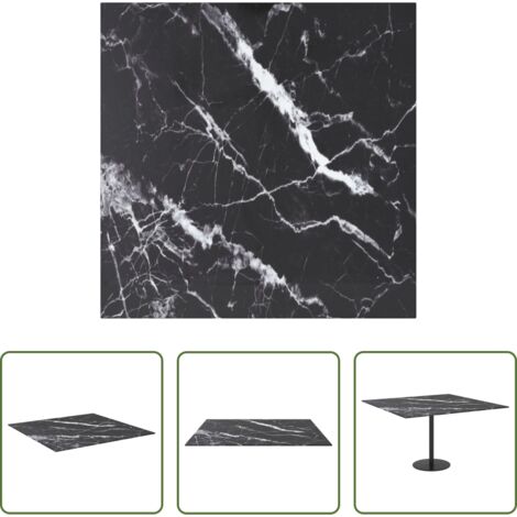 Piano tavolo marmo -  Piano Tavolo Nero 70x70 cm 6 mm Vetro Temperato Design Marmo